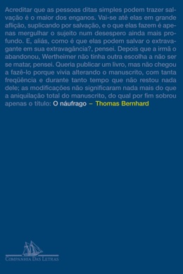 Capa do livro O Náufrago de Thomas Bernhard