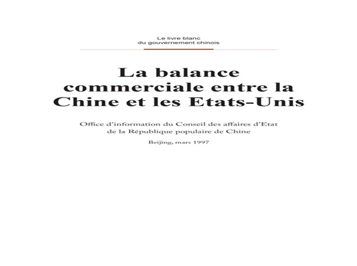 On Sino-US Trade Balance(French Version)