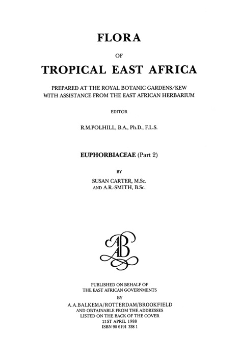 Flora of Tropical East Africa - Euphorbiac v2 (1988)