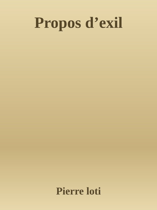 Propos d’exil