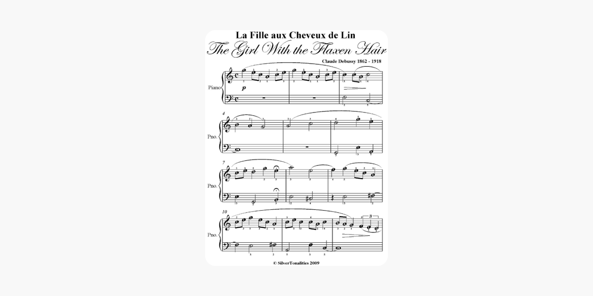 La Fille Aux Cheveux De Lin Girl With The Flaxen Hair Easiest Piano Sheet Music - 