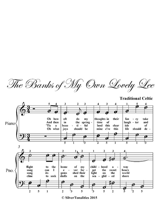 Banks of My Own Lovely Lee Easiest Piano Sheet Music