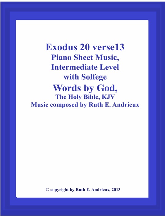 Exodus 20 verse 13, Piano Sheet Music, Intermediate Level with Solfege