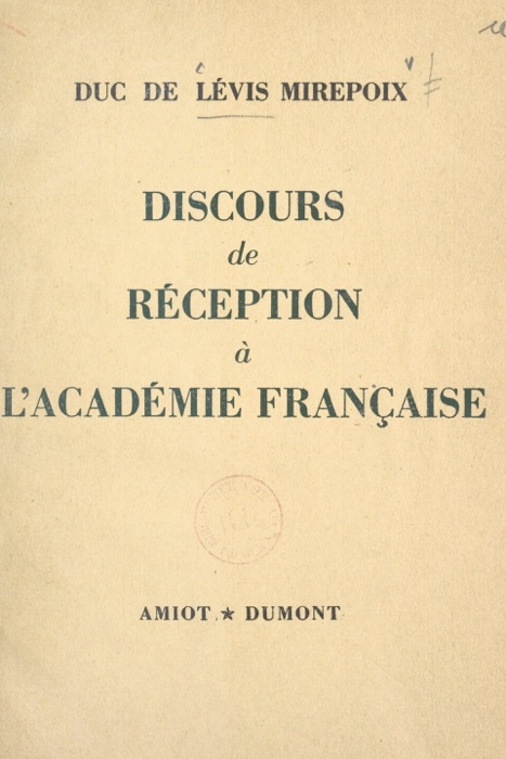 Discours de réception à l'Académie française