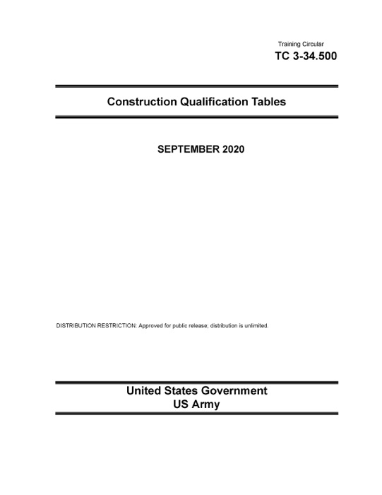 Training Circular TC 3-34.500 Construction Qualification Tables September 2020