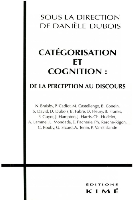 CATÉGORISATION ET COGNITION : DE LA PERCEPTION AU DISCOURS