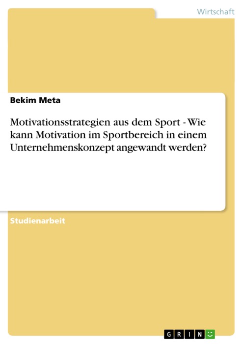 Motivationsstrategien aus dem Sport - Wie kann Motivation im Sportbereich in einem Unternehmenskonzept angewandt werden?