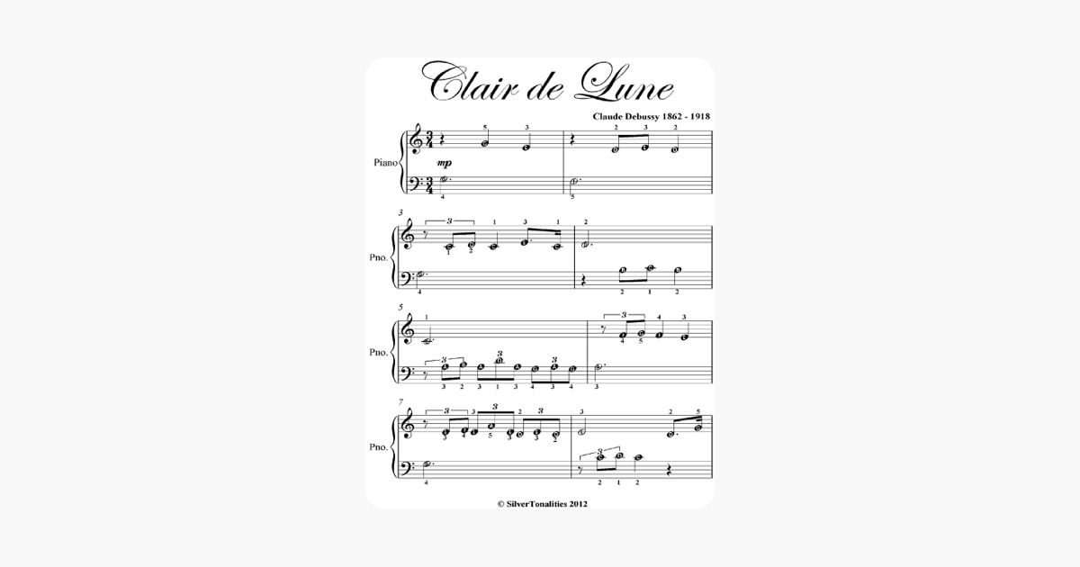 ‎Clair De Lune Easiest Beginner Piano Sheet Music su Apple Books