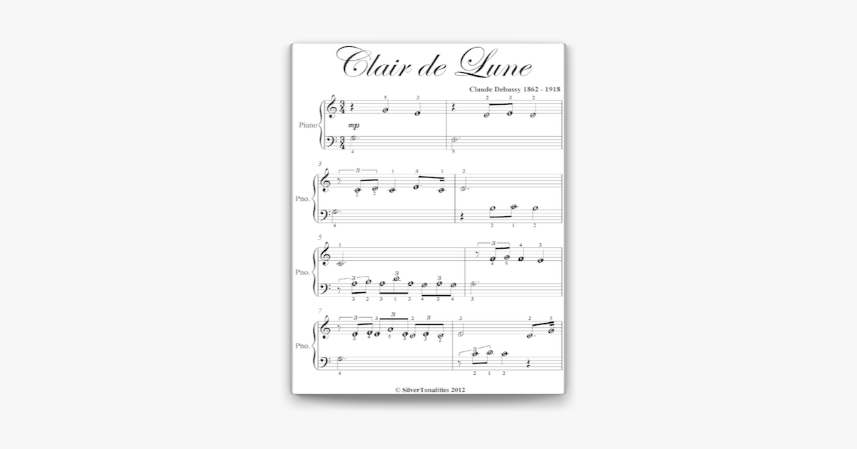 Clair De Lune Easiest Beginner Piano Sheet Music On Apple Books