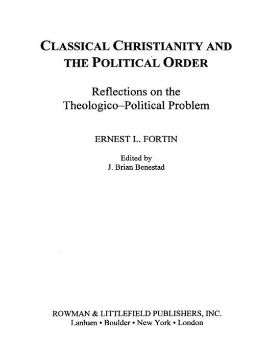 Classical Christianity and the Political Order