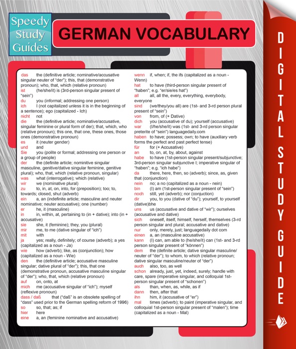 German Vocabulary (Speedy Language Study Guides)