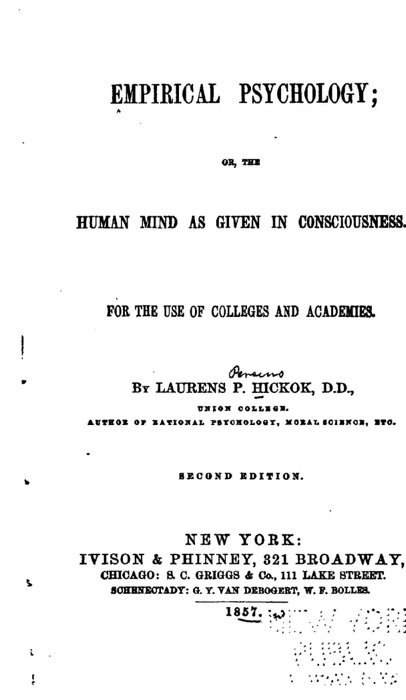 Empirical Psychology, Or, The Human Mind as Given in Consciousness