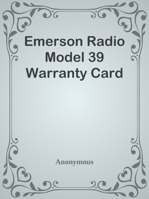 Emerson Radio Model 39 Warranty Card