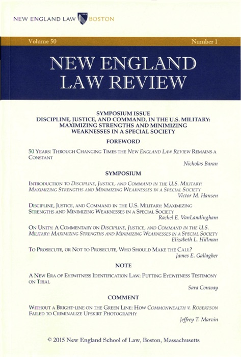 New England Law Review: Volume 50, Number 1 - Fall 2015