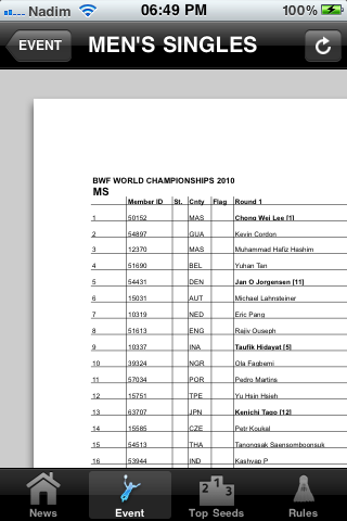 Yonex BWF World Championships 2010 screenshot 2