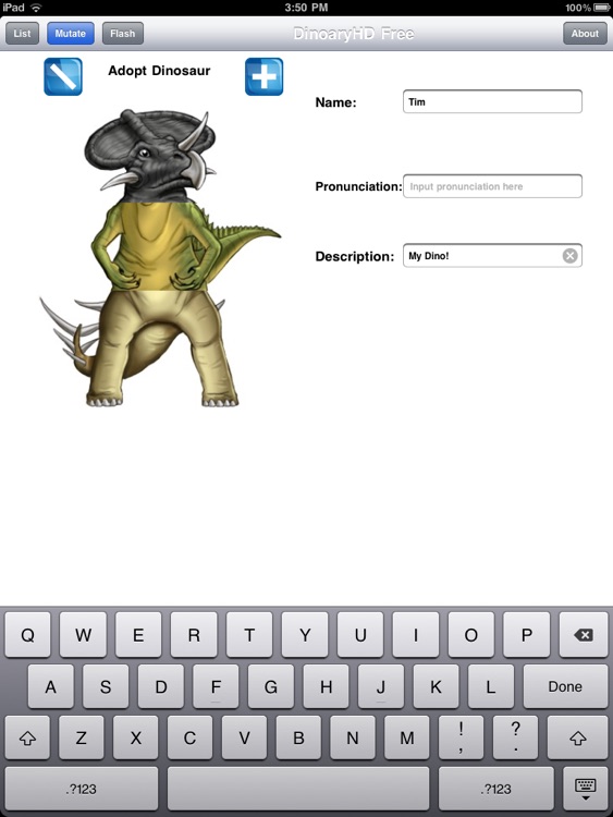 DinoaryHD Free - Learn about and mutate DINOSAURS from your iPad!