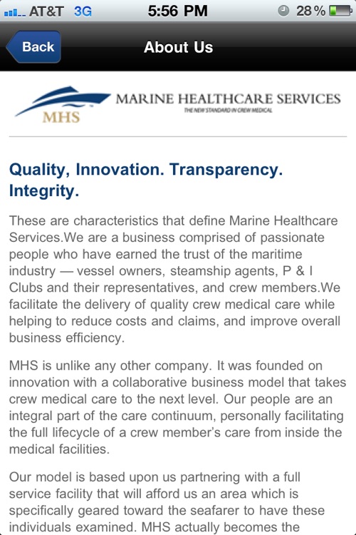 Marine Healthcare Services Online Crewmember Health Record
