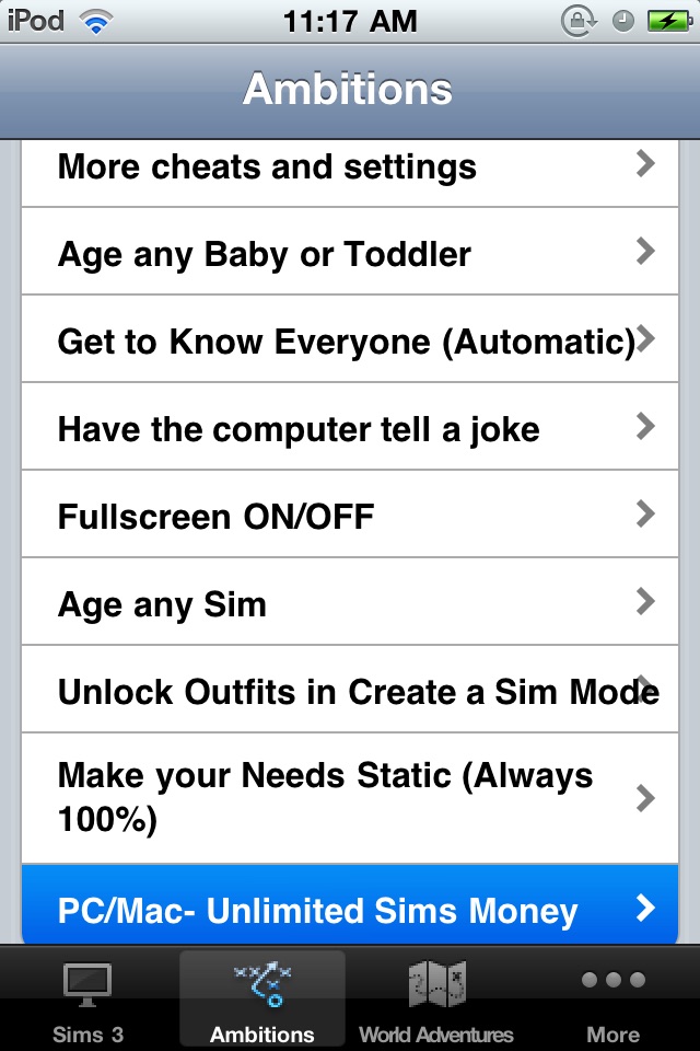 Cheats for Sims 3 Ambitions, Original & World Adventures (Combo Pack) screenshot 3