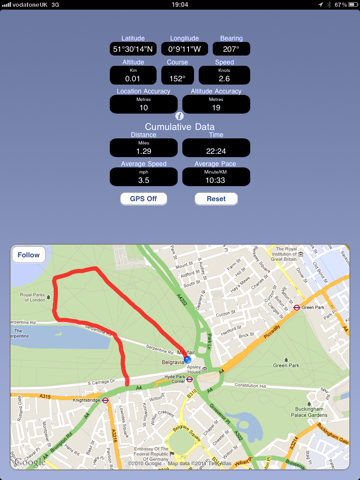 Cycling GPS screenshot