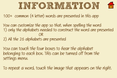 Words Free - 4 letter words and spelling (100+ words) Education