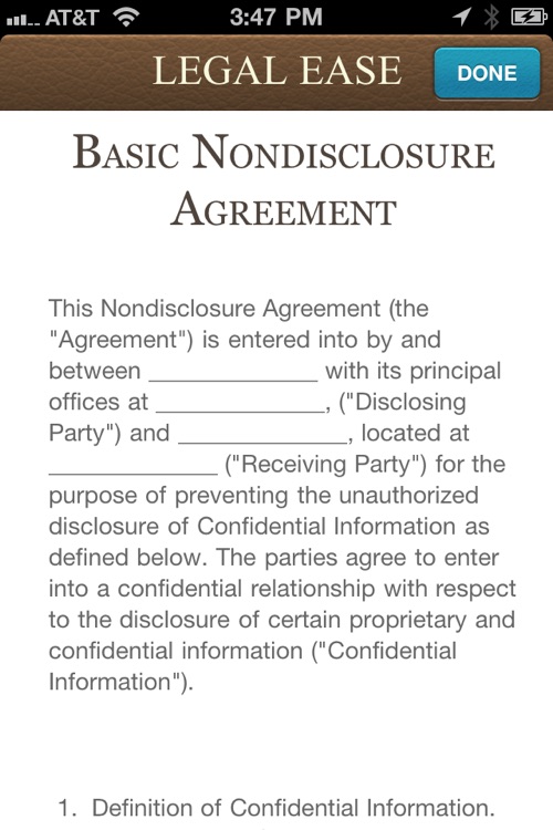 Legal-Ease : Non Disclosure Agreement Simple NDA screenshot-4