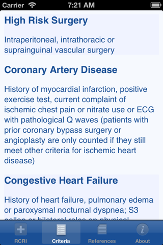 Revised Cardiac Risk Index - Lee Criteria screenshot 2