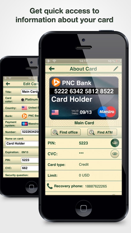 Cards On Palm : Credit Cards Wallet & ATM Finder