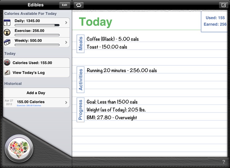 Edibles ~ Diet Journal for iPad