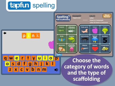 Spelling with Scaffolding for Speech Language Pathologists - Animals, Objects, Food and more screenshot 2