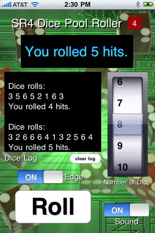 SR4 Dice Pool Roller screenshot 3