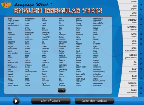 La roue des langues - Verbes anglais screenshot 2