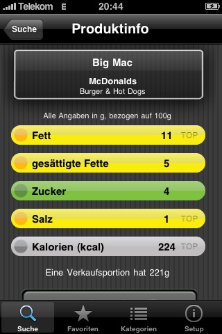 Kalorienrechner & Nährwertinfos Fastfood - GRATIS screenshot 3