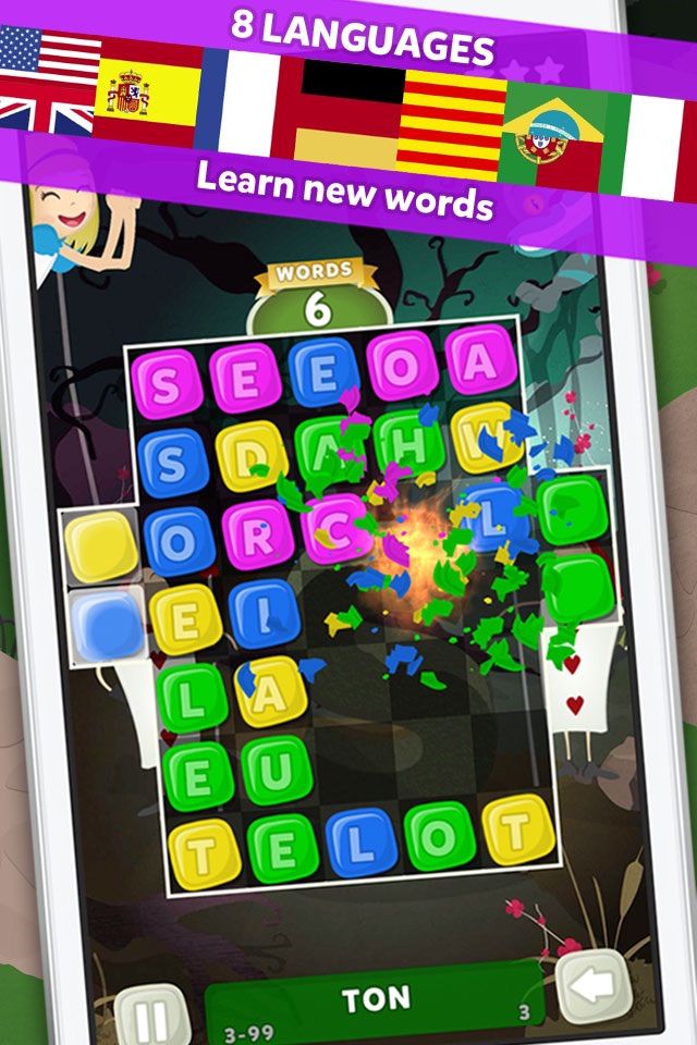 Wuzzle: Words with color match game to play with letters in a new original way incuding awsome wordsearch, anagrams and good educational board mini games to learn spelling and vocabulary. Free! screenshot 4