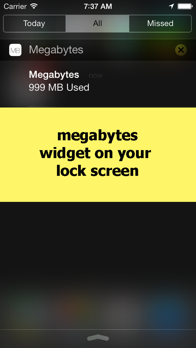 Megabytes - Cellular (3G/4G/LTE/GPRS/EDGE) data usage on your Home Screen / Lock screen / Notification Center & widget Screenshot 3