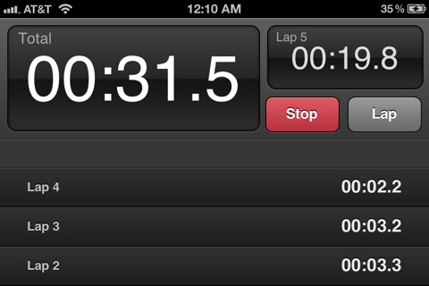 Sidewatch: A Beautiful Stopwatch and Timer with iPod Controls screenshot 3