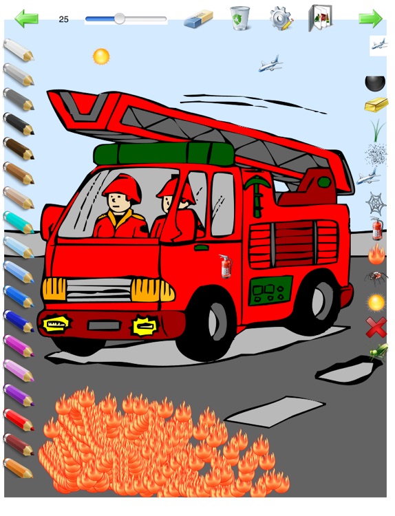 Coloring Book for Boys for iPad with colored pencils - 36 drawings to color with dragons, pirates, cars, and more - HD screenshot-4