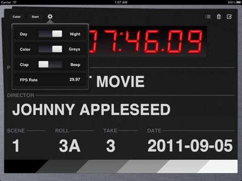 Take One - Movie Clapperboard for iPad screenshot 2