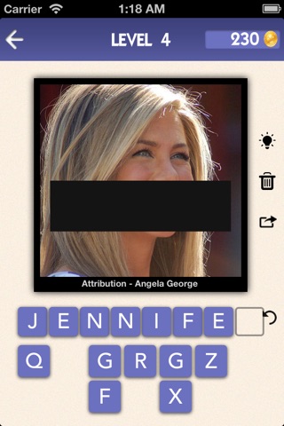 Guess Famous Celebrity Quiz - Cool new guessing puzzle trivia word game with awesome images of the most popular TV icons and movie stars. Have fun predicting the famous celeb, talented musician, iconic athlete and sports icon. Free! screenshot 2