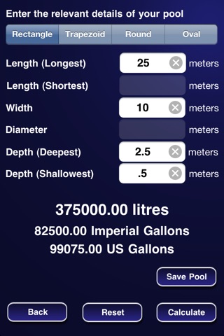 Pool Chemical & Volume Calc screenshot 2