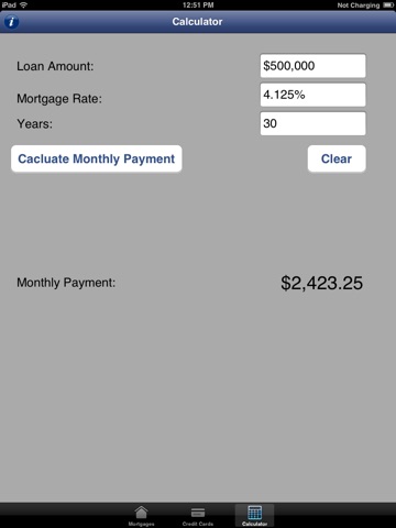 Mortgage Rates, Credit Card Rates and Mortgage Calculator for iPad screenshot 3