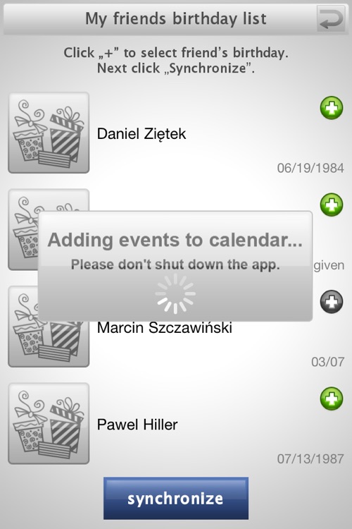 Birthday sync PLUS for Facebook screenshot-3