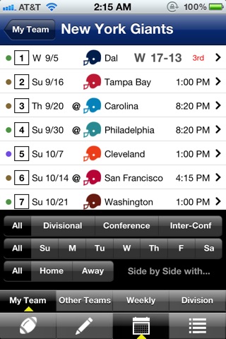 Pro 2012 Pocket Schedule screenshot 4
