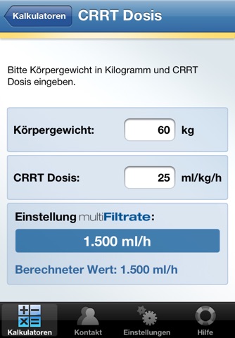 Akutdialyse Kalkulatoren screenshot 3