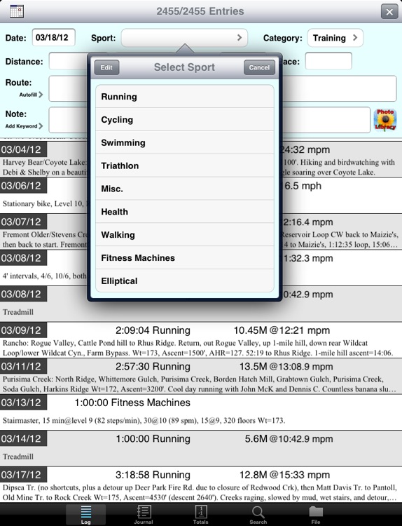 Athlete's Diary for iPad