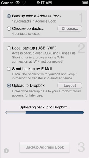 Contacts Backup to Dropbox Lite