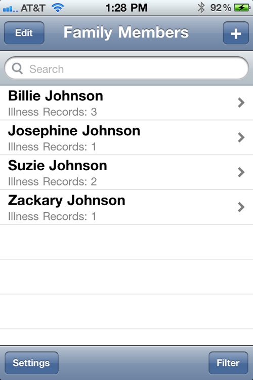 Family Illness and Shot Tracker