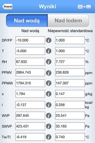 HUMIDITY CALCULATOR / KALKULATOR WILGOTNOŚCI screenshot 2