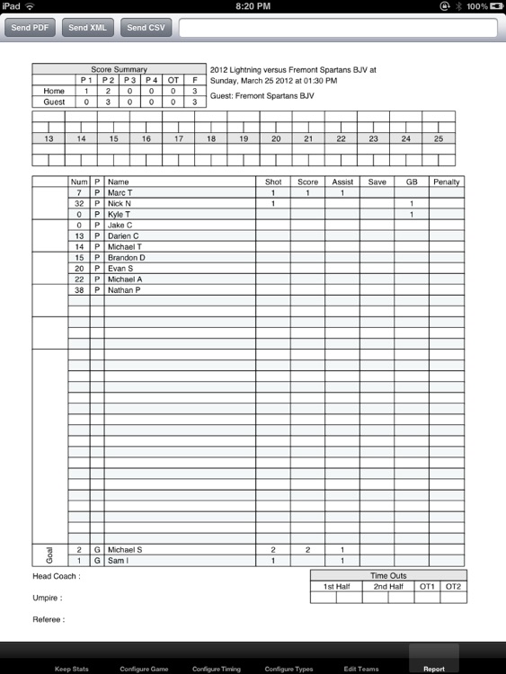LAX Statistics Keeper