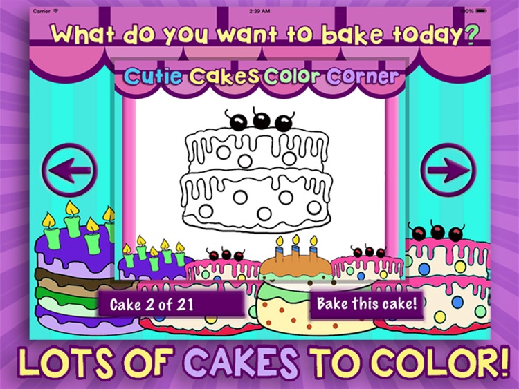 Cutie Cake Color Corner - Free Coloring Book