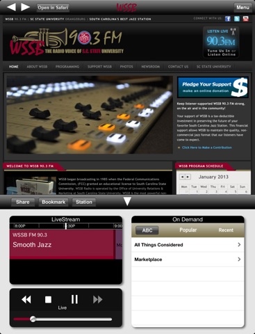 WSSB Public Radio App for iPad screenshot 2